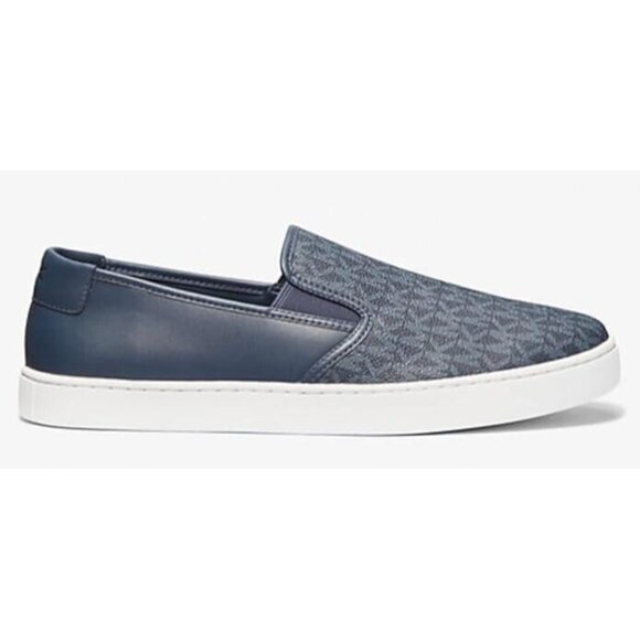 Michael Kors CAL Slip on Fashion Sneakers Men's Blue 100% Leather  Round Toe - Picture 3 of 5